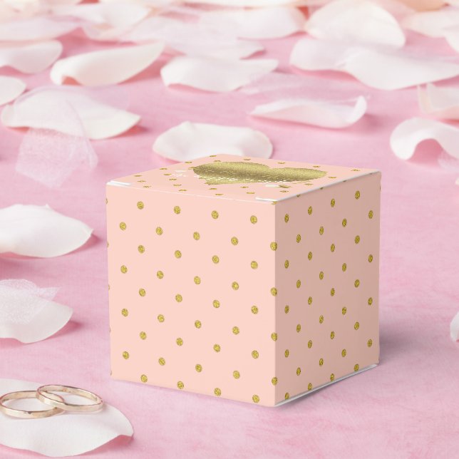 Dusty Pink And Gold Polka Dots Party Favor Boxes (Wedding)