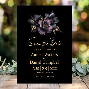 Dusty Pink and Grey Floral Save the Date Invitation