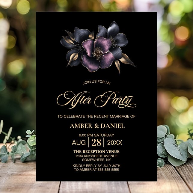 Dusty Pink and Grey Floral Wedding After Party Invitation (Creator Uploaded)