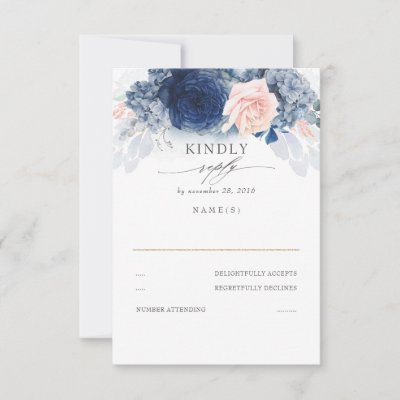 Dusty Pink and Navy Blue Wedding RSVP
