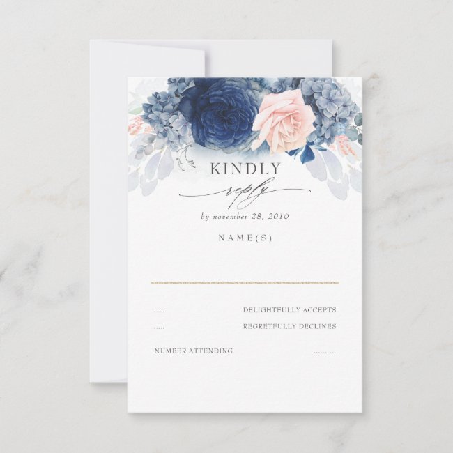 Dusty Pink and Navy Blue Wedding RSVP