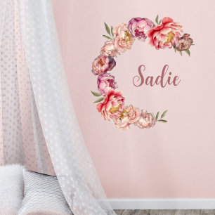 Dusty Pink and Purple Watercolor Peony  Wall Decal
