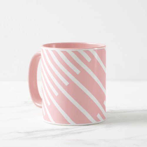 Dusty pink and white diagonal Mug