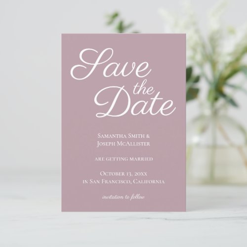Dusty Pink and White Elegant Save the Date Invitation