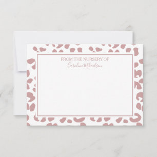 Dusty Pink and White Personalized Leopard Print Thank You Card