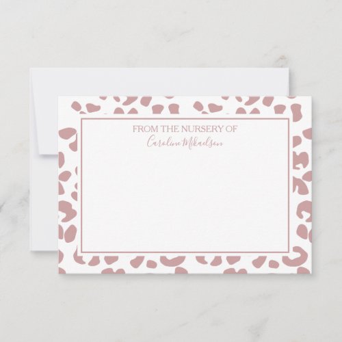 Dusty Pink and White Personalized Leopard Print Thank You Card