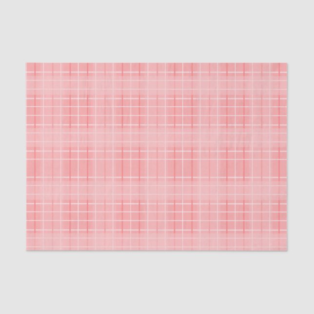 Dusty Pink and White Plaid Tissue Paper (Front)