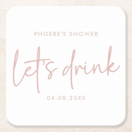 Dusty Pink and White Script Bridal Shower Coaster