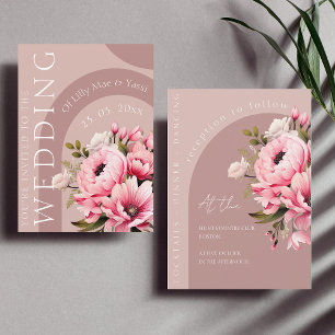 Dusty Pink Arch Floral Wedding Invitation