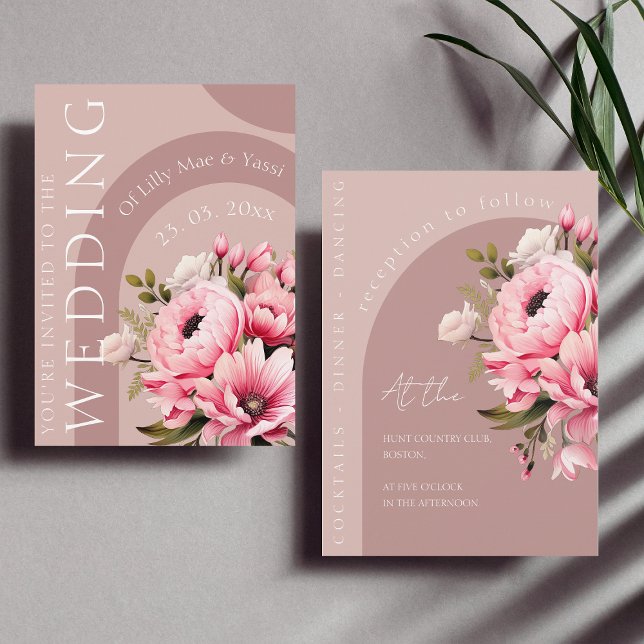 Dusty Pink Arch Floral Wedding Invitation (Creator Uploaded)