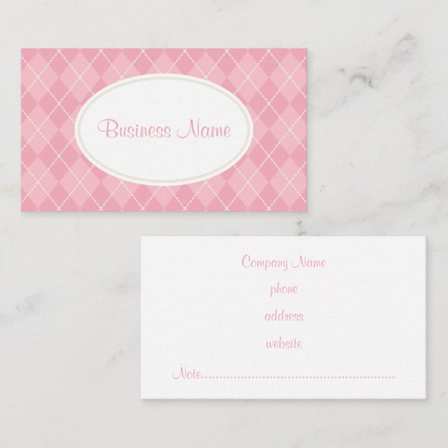 Dusty Pink Argyle Business Card (Front/Back)