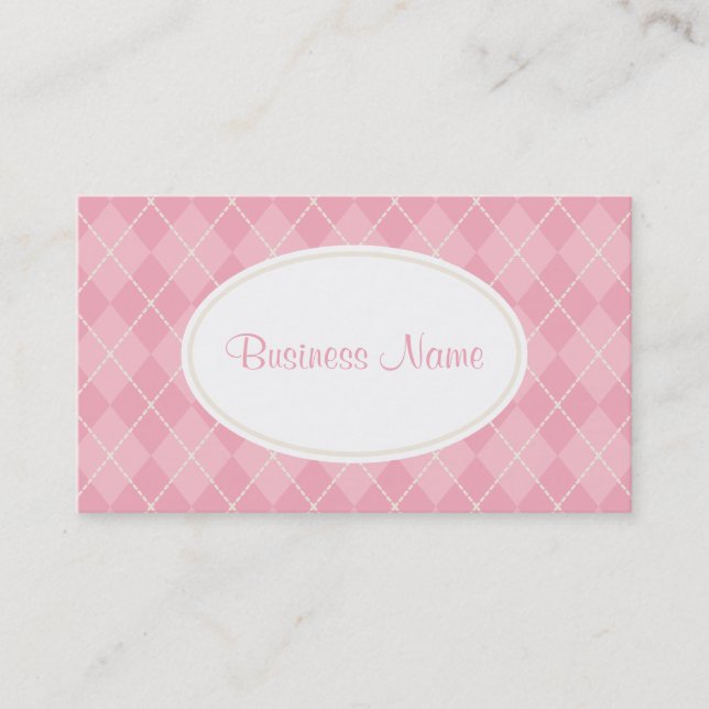 Dusty Pink Argyle Business Card (Front)
