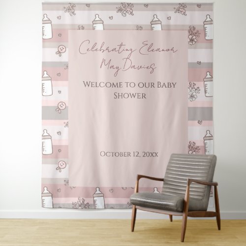 Dusty Pink Baby Girl Shower Backdrop