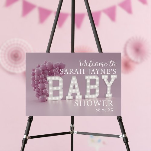 Dusty Pink Baby Shower Balloon Arch Welcome Sign