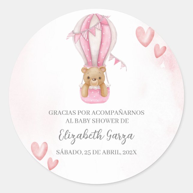 Dusty Pink Baby Shower thank you sticker for girl (Front)