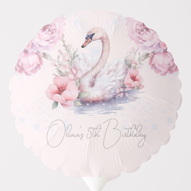 Dusty Pink Ballerina Birthday with Photo Balloon (Front)