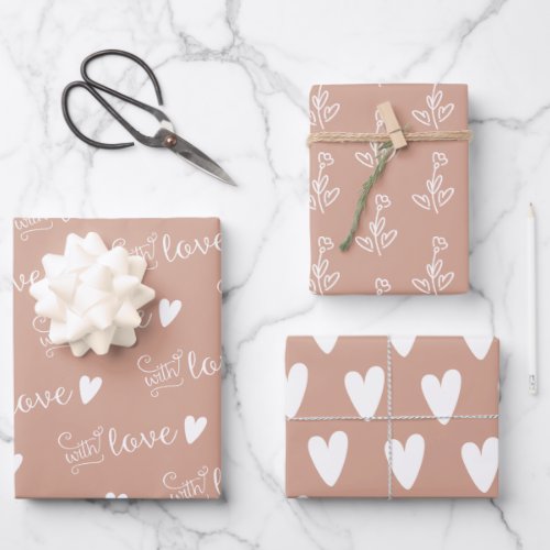 Dusty Pink Beige Patterned Wrapping Paper Sheets