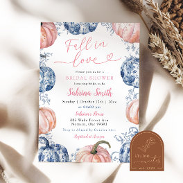 Dusty Pink Blue Chinoiserie Pumpkin Bridal Shower Invitation