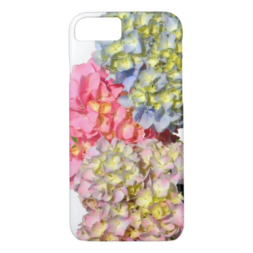 Dusty pink blue yellow green floral hydrangeas  iPhone 87 case