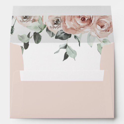 Dusty Pink Blush Floral Wedding Invitation Envelope
