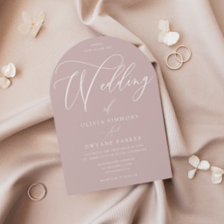 Dusty Pink Blush Modern Arch Wedding Invitation