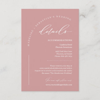 Dusty Pink Blush Rose Wedding Details Enclosure Card