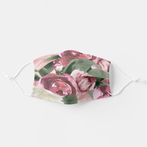 Dusty Pink Bohemian Watercolor Floral Adult Cloth Face Mask