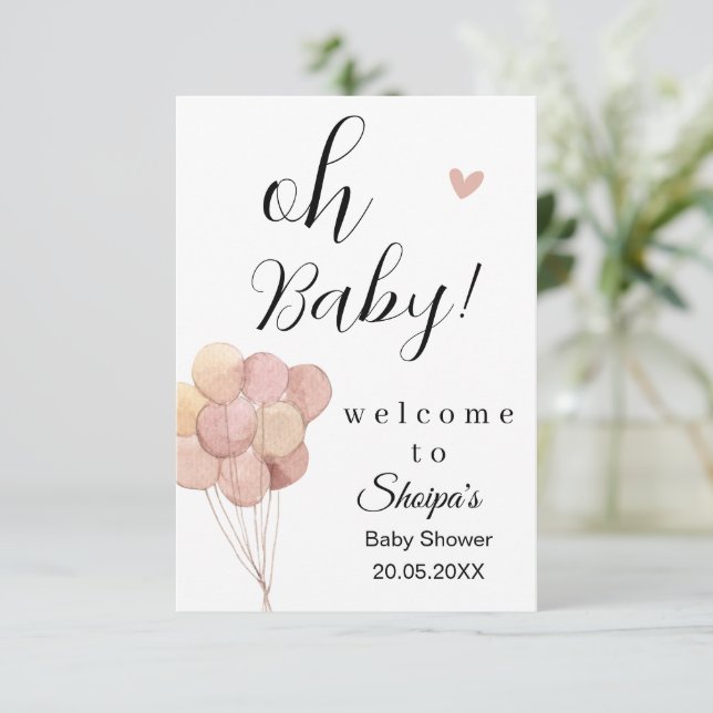 Dusty Pink Boho Baby Shower Invitation (Standing Front)
