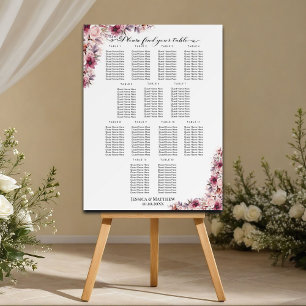 Dusty Pink Boho Floral 13 Tables Wedding Seating Foam Board