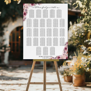 Dusty Pink Boho Floral 26 Tables Wedding Seating Foam Board