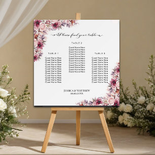 Dusty Pink Boho Floral 3 Tables Wedding Seating Fo Foam Board