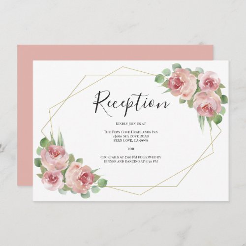 Dusty Pink Boho Floral Geometric Wedding Reception Enclosure Card