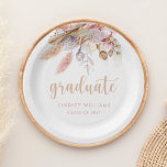 Dusty Pink Boho Floral Pampas Grass Graduation Paper Plates<br><div class="desc">Celebrate the graduate with these dusty pink floral pampas grass paper plates.  Personalize with any name and text of your choice.  Visit my graduation collection to view all coordinating items for this boho floral pampas grass design.</div>