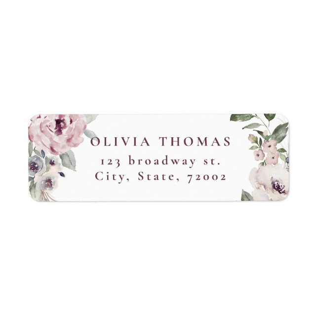 Dusty pink boho floral rustic return address label (Front)
