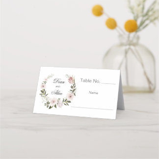 Dusty Pink Boho Floral Water Color Pastel Wedding Place Card