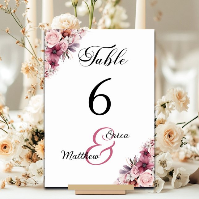 Dusty Pink Boho Floral Wedding Table Number (Creator Uploaded)