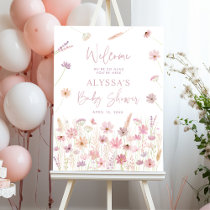 Dusty Pink Boho Wildflowers Baby Shower Welcome Foam Board