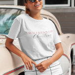 Dusty Pink Bold Script Calligraphy Bridesmaid Name T-Shirt<br><div class="desc">Celebrate your bachelorette with this elegant,  minimalist t-shirt,  featuring bold dusty pink typography and elegant calligraphy name. Easily add your own details by clicking on the "personalize" option.</div>