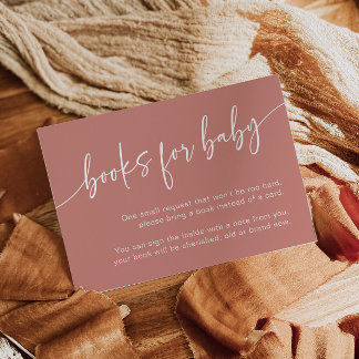 Dusty Pink Books for Baby Insert Card Modern Girl