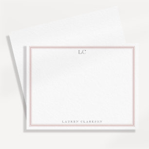 Dusty Pink Border Monogram Stationery Note Cardy Invitation