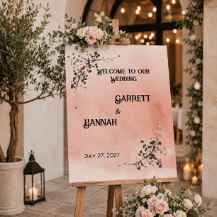 Dusty Pink Botanical floral Wedding Foam Board