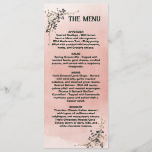 Dusty Pink Botanical Wedding Menu , Wedding Menu