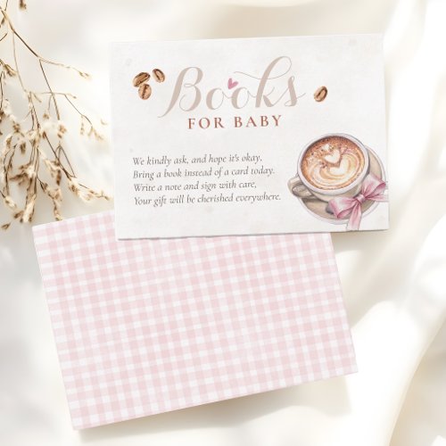 Dusty pink bow coffee baby shower BOOKS FOR BABY Enclosure Card