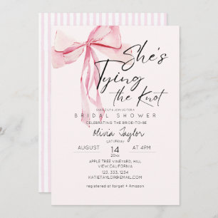 Dusty Pink Bow She's Tying the Knot Bridal Shower Invitation