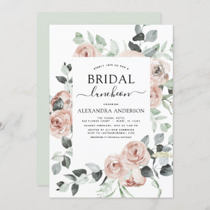 Dusty Pink Bridal Shower Luncheon Floral Invitati Invitation