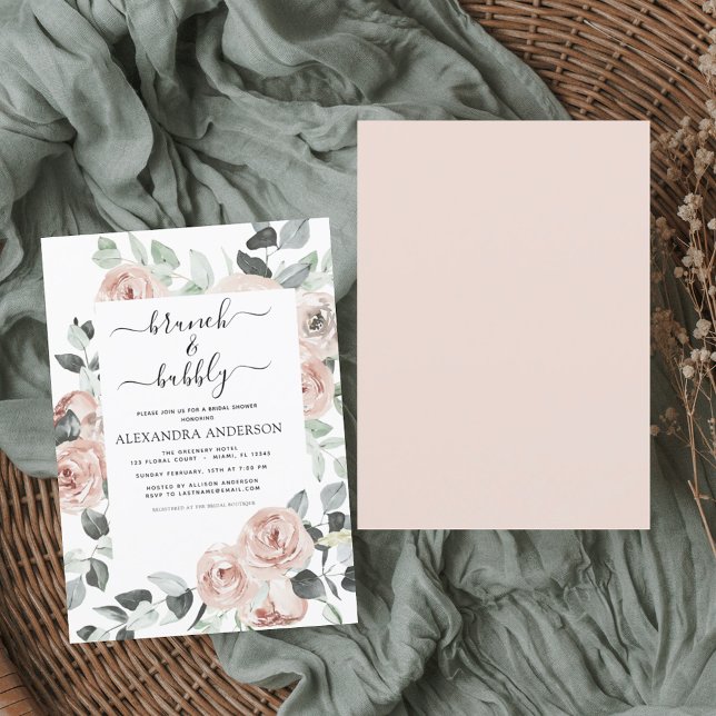 Dusty Pink Brunch & Bubbly Bridal Shower Invitation (Creator Uploaded)