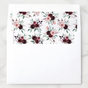 Dusty Pink Burgundy Floral Wedding Envelope Liner