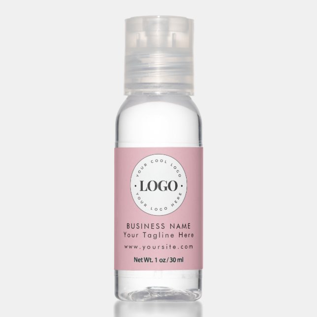 Dusty Pink Business Company Custom Logo & Text Hand Sanitizer (Front)
