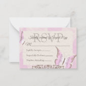 Dusty Pink Butterfly Quinceañera RSVP Card (Front)