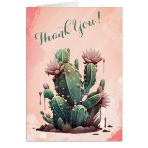 Dusty Pink Cactus Blooms Cards